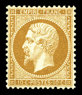 ** N°21, 10c Bistre, Fraîcheur Postale, Très Bon Centrage. SUP. R. (certificat)  Qualité: ** - 1862 Napoléon III.