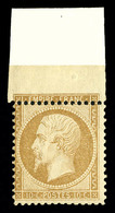 ** N°21, 10c Bistre, Piquage Déplacé, Bord De Feuille, Fraîcheur Postale. SUPERBE. R. (signé Calves/certificat)  Qualité - 1862 Napoléon III