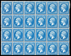 ** N°22a, 20c Bleu Foncé, Exceptionnel Bloc De 24 Exemplaires (11ex*), Fraîcheur Postale. R.R.R. (signé/certificat)  Qua - 1862 Napoléon III