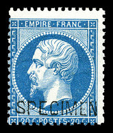 * N°22d, 20c Bleu Surchargé 'SPECIMEN'. TB  Qualité: *  Cote: 400 Euros - 1862 Napoleon III