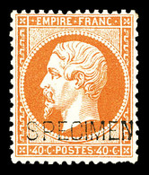 * N°23d, 40c Orange Surchargé 'SPECIMEN', Frais. TTB (certificat)  Qualité: *  Cote: 1300 Euros - 1862 Napoléon III