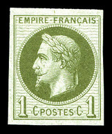 * N°25c, Rothschild, 1c Olive Impression Fine Non Dentelé , Fraîcheur Postale. SUP (signé Calves/certificat)  Qualité: * - 1863-1870 Napoléon III. Laure