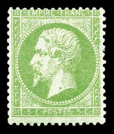 * N°35, 5c Vert-pâle Sur Bleu, Gomme Non Originale. TB (certificat)  Qualité: *  Cote: 4600 Euros - 1863-1870 Napoleon III With Laurels