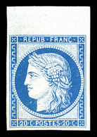 * N°37f, Granet, 20c Bleu, Bord De Feuille, Fraîcheur Postale, SUP (certificat)  Qualité: *  Cote: 500 Euros - 1870 Belagerung Von Paris