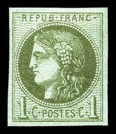 ** N°39A, 1c Olive Report 1, SUP (certificat)  Qualité: ** - 1870 Bordeaux Printing