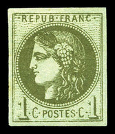 * N°39Ba, 1c Olive Foncé Rep 2. TB (signé)  Qualité: *  Cote: 250 Euros - 1870 Ausgabe Bordeaux