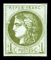 ** N°39C, 1c Olive Rep 3, Fraîcheur Postale, TTB  Qualité: ** - 1870 Emission De Bordeaux