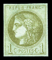 * N°39Ca, 1c Olive Clair Rep 3. TB  Qualité: *  Cote: 200 Euros - 1870 Bordeaux Printing