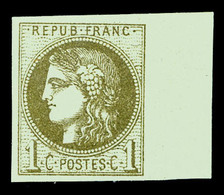 * N°39Cc, 1c Olive Bronze Report 3 Bdf, SUP (certificat)  Qualité: * - 1870 Bordeaux Printing