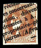 O N°40B, 2c Brun-rouge Obl Typographique Des Journaux. TB (signé Scheller)  Qualité: O  Cote: 400 Euros - 1870 Emission De Bordeaux
