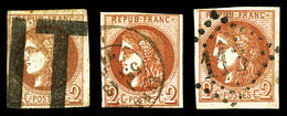 O 2c Bordeaux Rep 2: 3 Exemplaires Avec Nuances Et Oblitérations. TB  Qualité: O - 1870 Bordeaux Printing