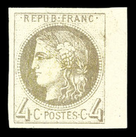 (*) N°41Aa, 4c Gris-jaunâtre Report 1 (position 10 Du Bloc Report) Bord De Feuille, Pli Diagonal, Très Jolie Présentatio - 1870 Ausgabe Bordeaux