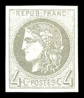 ** N°41B, 4c Gris, Report 2, Fraîcheur Postale. SUP (signé Calves/certificat)  Qualité: ** - 1870 Bordeaux Printing