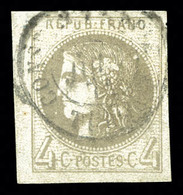 O N°41B, 4c Gris Rep 2, Petit Bord De Feuille Latéral, Pièce Choisie. SUP (signé Calves/certificat)  Qualité: O - 1870 Ausgabe Bordeaux