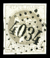 O N°41B, 4c Gris Obl GC '4034' De Troyes. TTB  Qualité: O  Cote: 340 Euros - 1870 Bordeaux Printing