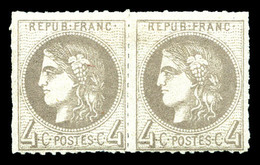 * N°41Bb, 4c Gris-lilas Rep II, Percé En Ligne Sur Paire. SUP (certificat)  Qualité: *  Cote: 1200 Euros - 1870 Ausgabe Bordeaux