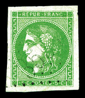 O N°42B, 5c Vert-jaune Rep 2, Grandes Marges. SUP (signé Calves/Margues)  Qualité: O - 1870 Ausgabe Bordeaux