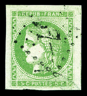 O N°42B, 5c Vert-jaune Rep 2, Belles Marges Avec 1 Voisin. SUP (certificat)  Qualité: O - 1870 Ausgabe Bordeaux