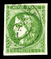 O N°42Ba, 5c Vert-jaune Foncé Obl Càd, Jolie Nuance. TTB (signé Scheller)  Qualité: O  Cote: 475 Euros - 1870 Ausgabe Bordeaux