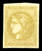 * N°43Ab, 10c Bistre Verdâtre, Très Jolie Nuance, TTB (signé/certificat)   Qualité: *  Cote: 2000 Euros - 1870 Bordeaux Printing