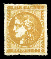 * N°43B, 10c Bistre-jaune Rep 2, Percé En Lignes. TTB (signé/certificats)  Qualité: *  Cote: 1400 Euros - 1870 Bordeaux Printing