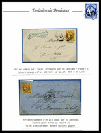 O 10c Bordeaux: Collection Composée De 11 Lettres Et 12 Détachés Dont Nombreuses Nuances (bistre Verdâtre...), Oblitérat - 1870 Bordeaux Printing