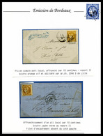 O 10c Bordeaux: Collection Composée De 11 Lettres Et 12 Détachés Dont Nombreuses Nuances (bistre Verdâtre...), Oblitérat - 1870 Emission De Bordeaux