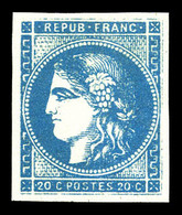 * N°45A, 20c Bleu Type 2 Rep 1, Nuance Foncée. SUP (signé Brun/Calves/certificat)  Qualité: *  Cote: 2200 Euros - 1870 Ausgabe Bordeaux