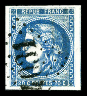 O N°46Ac, 20c Bleu-gris Type III Rep 1, Très Jolie Nuance Foncée. TTB  Qualité: O - 1870 Ausgabe Bordeaux