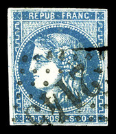 O N°46Ad, 20c Bleu Outremer Type III Rep1. TB (certificat)  Qualité: O  Cote: 850 Euros - 1870 Bordeaux Printing