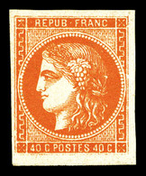 ** N°48, 40c Orange, Grandes Marges, Fraîcheur Postale. SUP (certificat)  Qualité: ** - 1870 Ausgabe Bordeaux