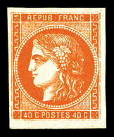** N°48, 40c Orange, Grandes Marges, Fraîcheur Postale. SUP (certificat)  Qualité: ** - 1870 Emission De Bordeaux