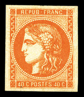 * N°48, 40c Orange, Quatre Belles Marges. TTB (signé Calves/certificat)  Qualité: *  Cote: 750 Euros - 1870 Ausgabe Bordeaux