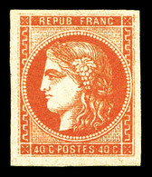 * N°48d, 40c Rouge Sang Clair. SUP. R. (signé Calves/certificat)  Qualité: *  Cote: 1600 Euros - 1870 Ausgabe Bordeaux