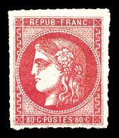 * N°49, 80c Rose, Percé En Lignes. TB (certificat)  Qualité: *  Cote: 725 Euros - 1870 Ausgabe Bordeaux