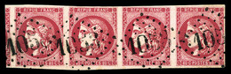 O N°49, 80c ROSE FONCÉ En Bande De Quatre, PIÈCE CHOISIE, SUP (signé Brun/certificat)   Qualité: O  Cote: 2500 Euros - 1870 Ausgabe Bordeaux