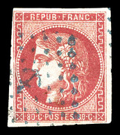 O N°49, 80c Rose Obl Ancre Bleue. TTB (signé Brun/certificat)  Qualité: O  Cote: 450 Euros - 1870 Ausgabe Bordeaux