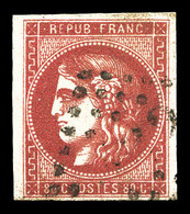 O N°49d, 80c Groseille Obl GC, Fente Dans Une Marge. TB (signé Brun/Calves/certificat)  Qualité: O  Cote: 1200 Euros - 1870 Ausgabe Bordeaux