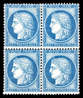 * N°60C, 25c Bleu Type III En Bloc De Quatre, TB (certificat)  Qualité: *  Cote: 950 Euros - 1871-1875 Cérès