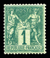 ** N°61, 1c Vert, Fraîcheur Postale. TTB  Qualité: ** - 1876-1878 Sage (Type I)