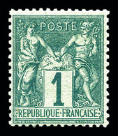 ** N°61, 1c Vert, Fraîcheur Postale. TTB  Qualité: ** - 1876-1878 Sage (Type I)