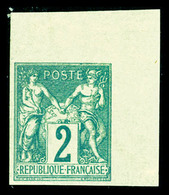 ** N°62a, 2c Vert Type I Non Dentelé, Coin De Feuille, Fraîcheur Postale, SUP (certificat)   Qualité: ** - 1876-1878 Sage (Typ I)