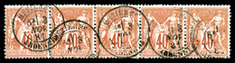 O N°70, 40c Rouge-orange Type I, Bande De 5. TB  Qualité: O  Cote: 350 Euros - 1876-1878 Sage (Type I)