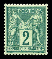 ** N°74, 2c Vert Type II, Fraîcheur Postale, Très Bon Centrage. SUP  Qualité: ** - 1876-1878 Sage (Type I)