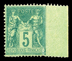 ** N°75, 5c Sage, Dentelé Sur 3 Coté Bdf. TTB  Qualité: ** - 1876-1878 Sage (Type I)