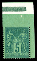 ** N°75, 5c Sage, Dentelé Sur 3 Cotés Cdf. TTB  Qualité: ** - 1876-1878 Sage (Type I)