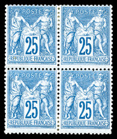 * N°79, 25c Bleu En Bloc De Quatre, TB (certificat)   Qualité: *  Cote: 3200 Euros - 1876-1878 Sage (Typ I)