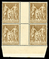** N°80, 30c Brun-jaune Type II En Bloc De Quatre Avec Interpanneau Et Bas De Feuille, Très Bon Centrage, Fraîcheur Post - 1876-1878 Sage (Typ I)
