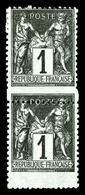 ** N°83, 1c Sage, Piquage Décalé En Paire (1ex*). TTB  Qualité: ** - 1876-1878 Sage (Typ I)