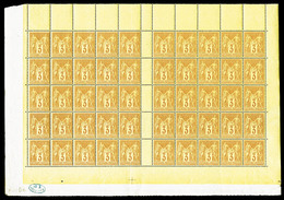 ** N°86, 3c Bistre Sur Jaune, Panneau De 50 Exemplaires SANS MILLESIME, Bas De Feuille Avec Croix De Repère Et Cachet De - 1876-1878 Sage (Typ I)